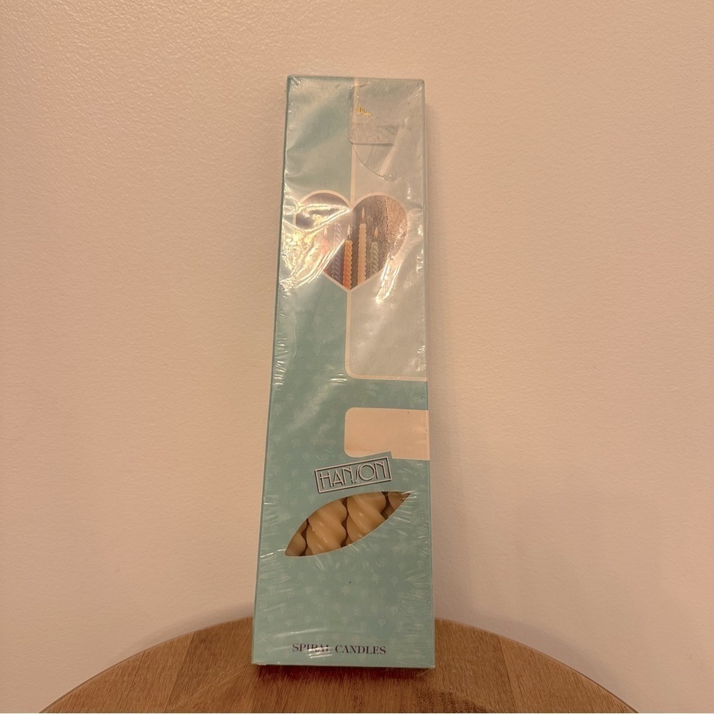 Vintage Hanson Brand Spiral Candles Tapered Paraffin Dripless  Smokeless Beige